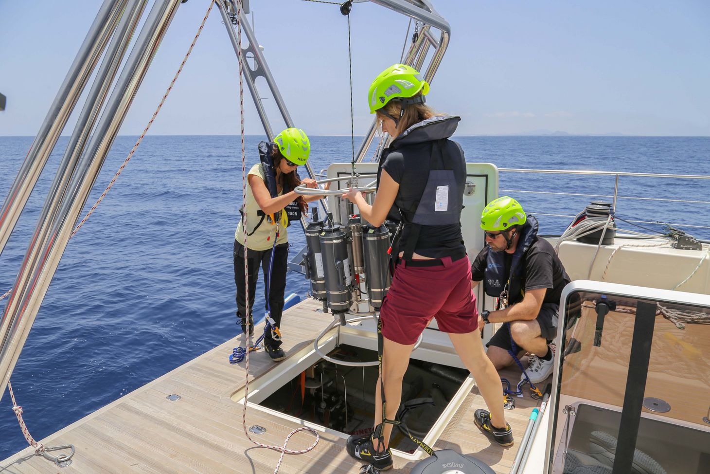 Photo of the rosette sampler to collect water on the Eugen Seibold.