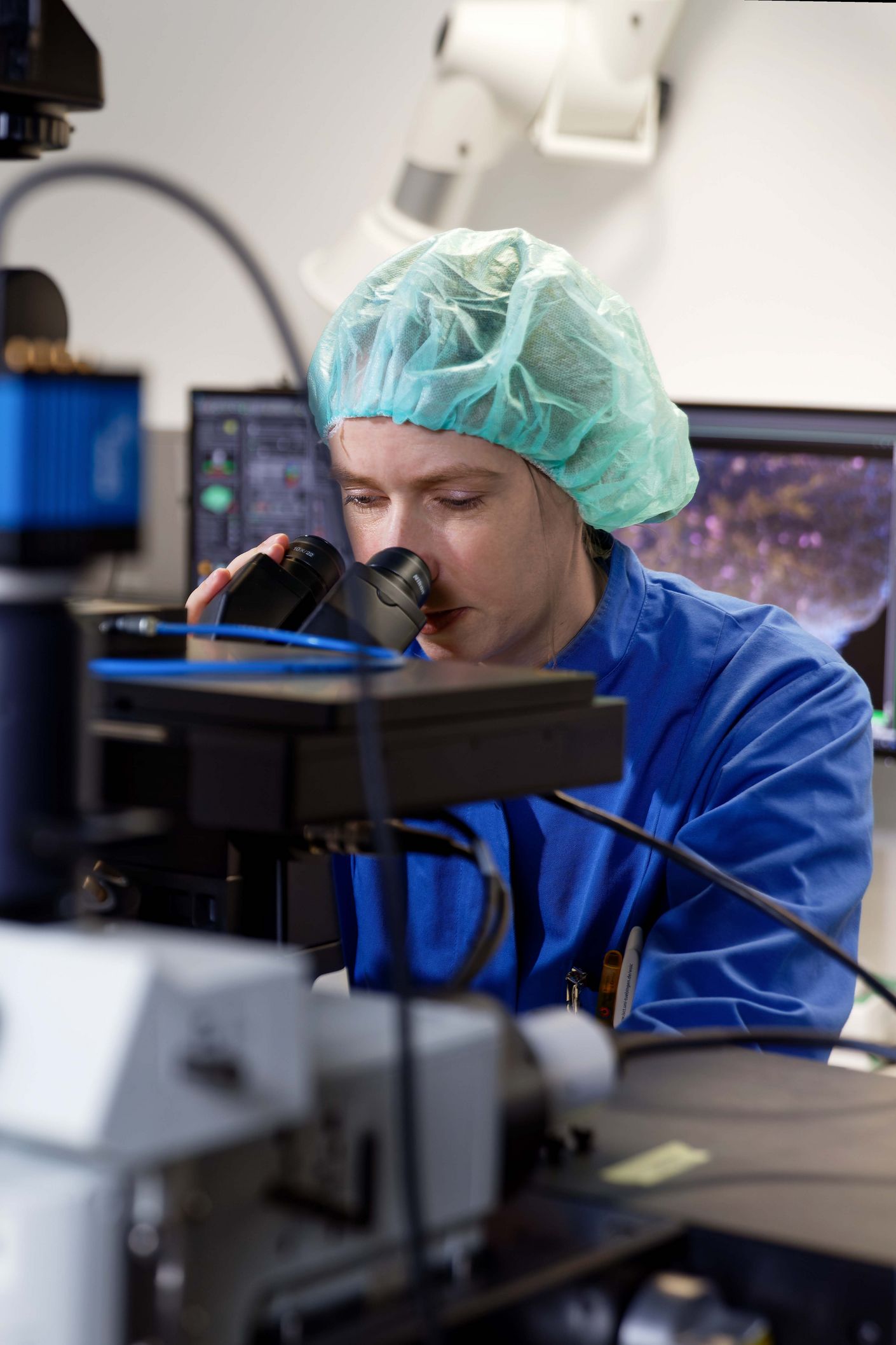 Die Zellbiologin Bettina Weigelin kann Tumore dank dem neuen Intravitalmikroskop am Werner Siemens Imaging Center genau charakterisieren.