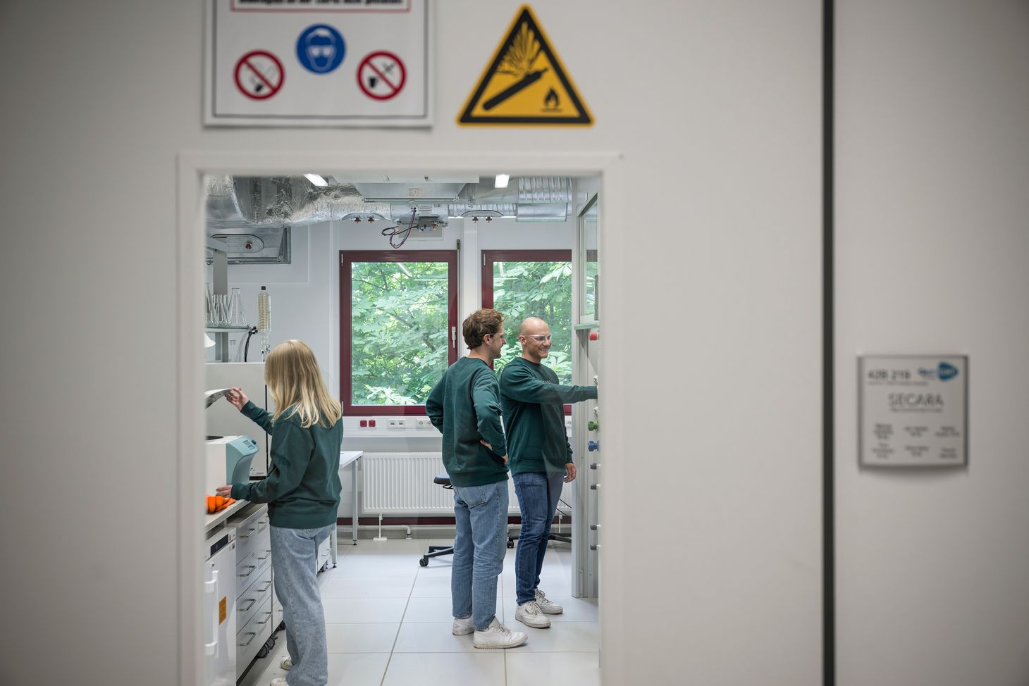 Does it work? The start-up team controlling the result of a chemical reaction.