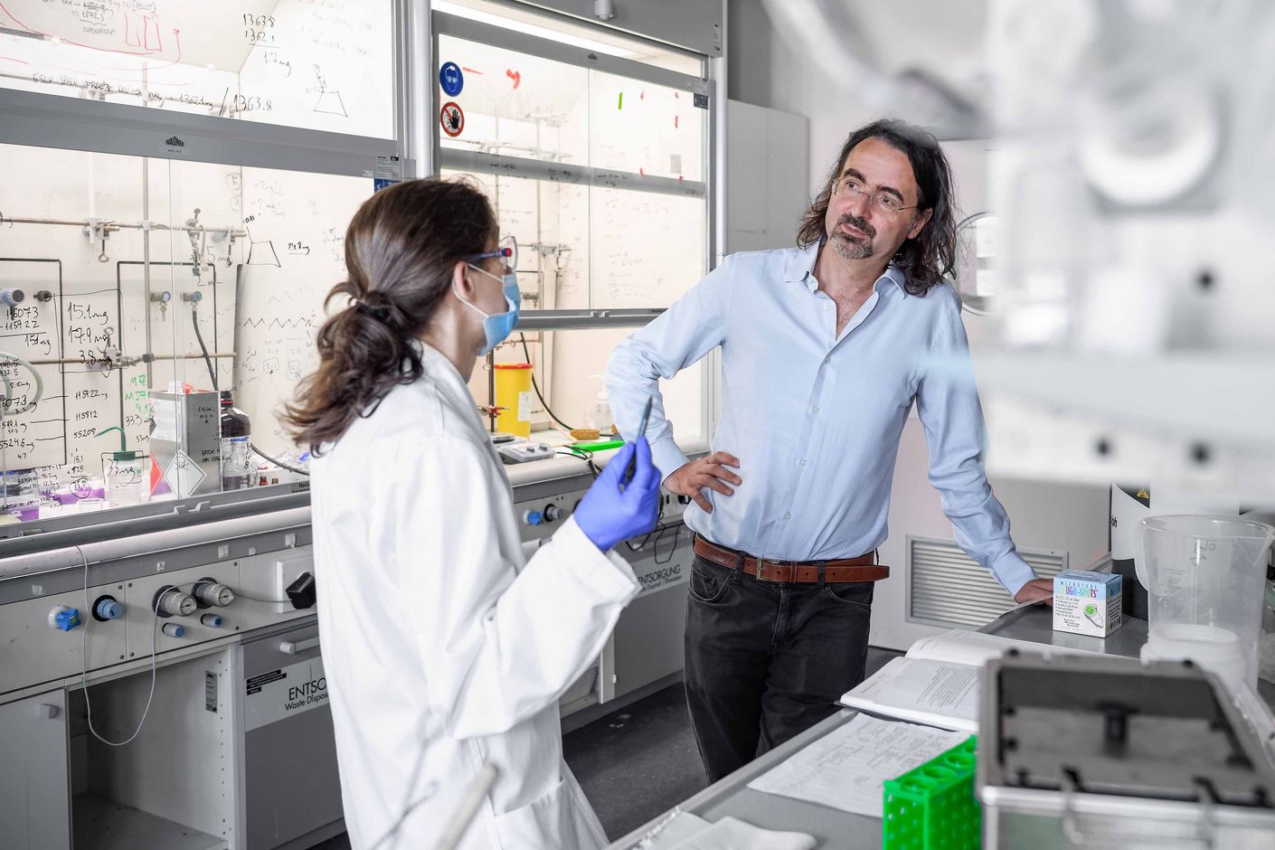 Materials scientist Francesco Stellacci with a medical specialist.