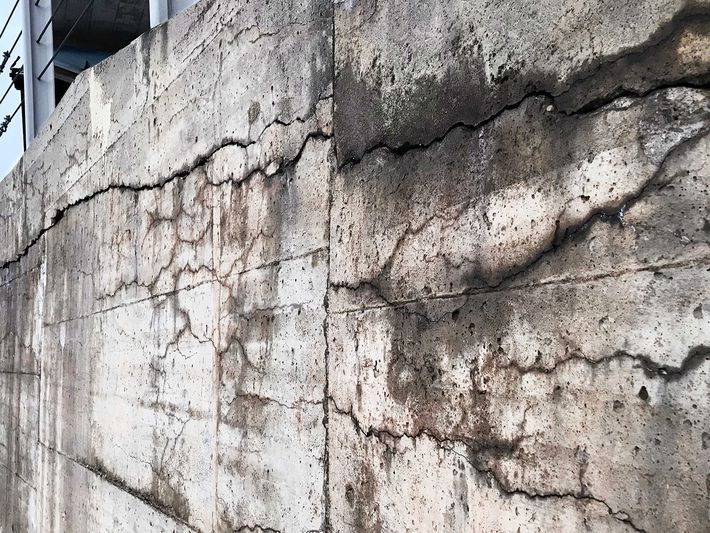 Die Unmengen Beton, die weltweit hergestellt werden, verursachen enorme CO2-Emissionen. Betonwand