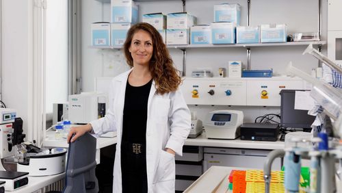Molecular biologist Dr Ana Montalban-Arques in her lab at the University Hospital Zurich.