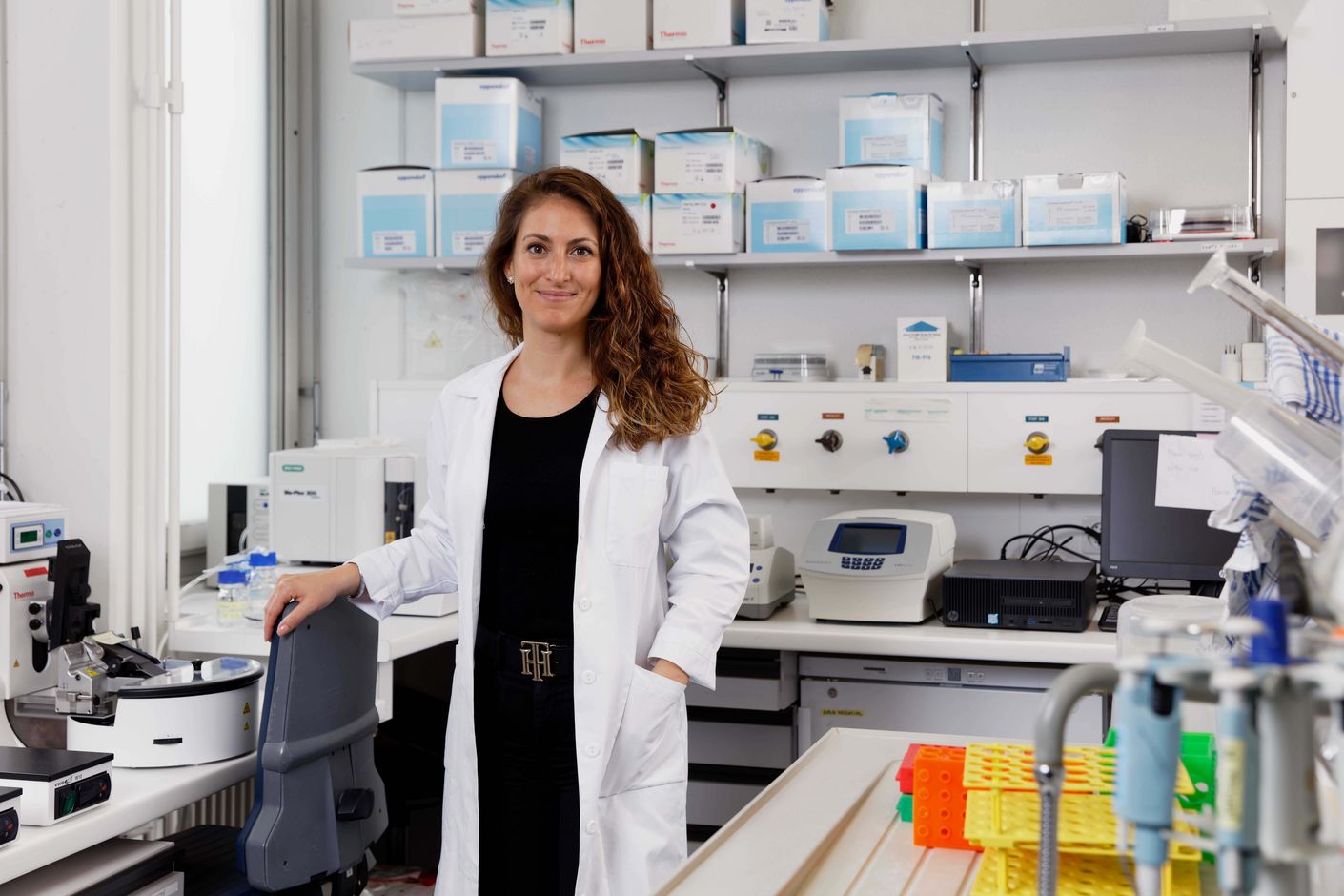 Molecular biologist Dr Ana Montalban-Arques in her lab at the University Hospital Zurich.