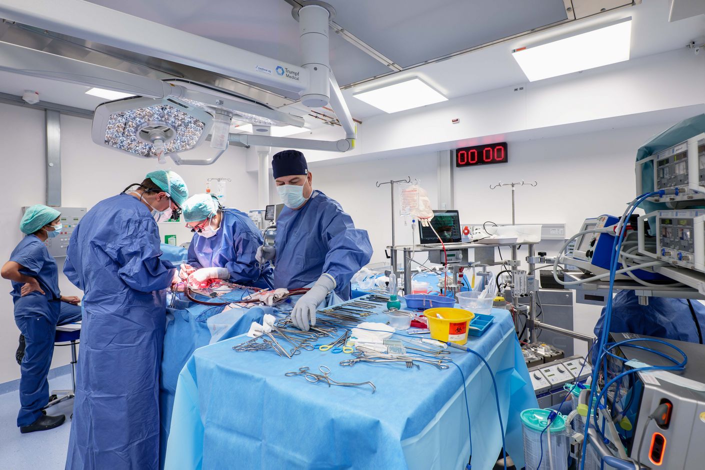Unvermeidliche Tests am Tiermodell: Bevor der Aorta-Ring in klinischen Versuchen beim Menschen zum Einsatz gelangen kann, müssen ihn die Forschenden vom Zentrum für künstliche Muskeln an Versuchstieren prüfen. Operation am Schweineherz