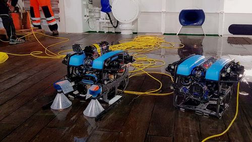 The two remote-controlled miniature ROVs.