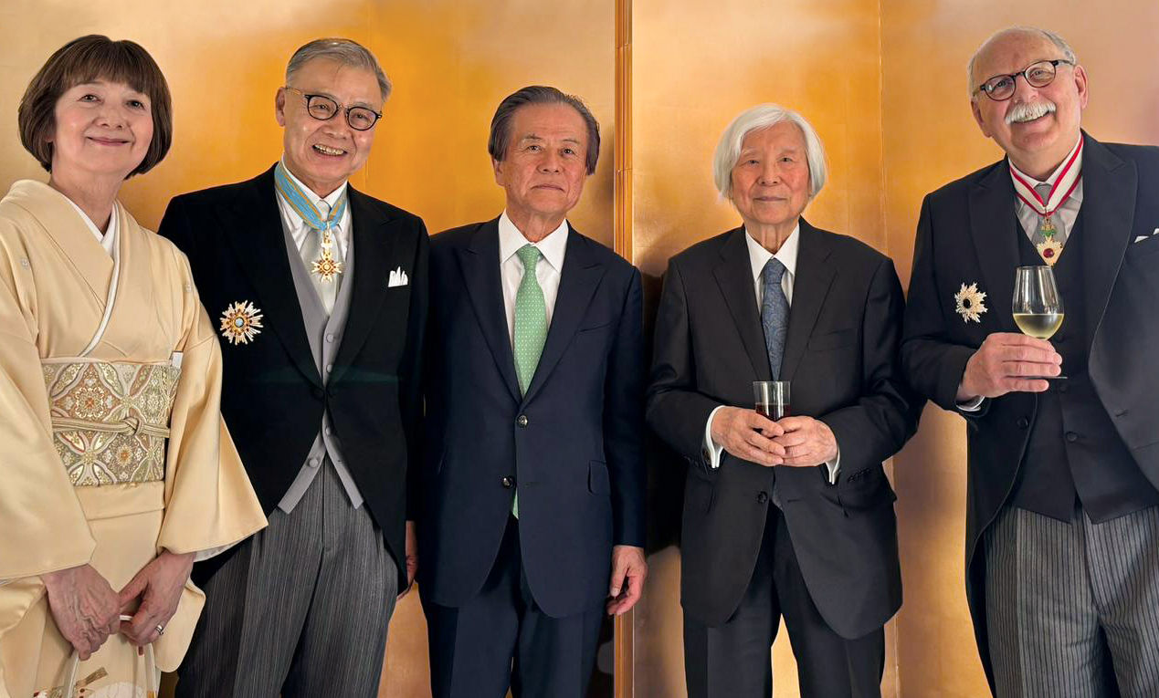 Professor Matthias Kleiner, Professor Hiroyuki Yoshikawa, Professor Hiroshi Komiyama, Sadayuki Tsuchiya and his wife